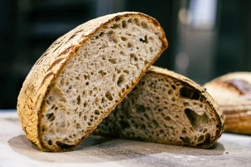 Sourdough sliced in half